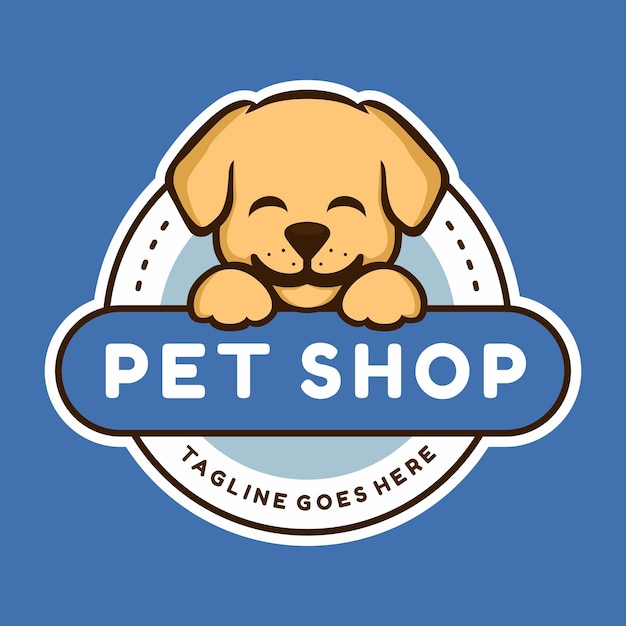 Design de logotipo de cachorrinho fofo de pet shop