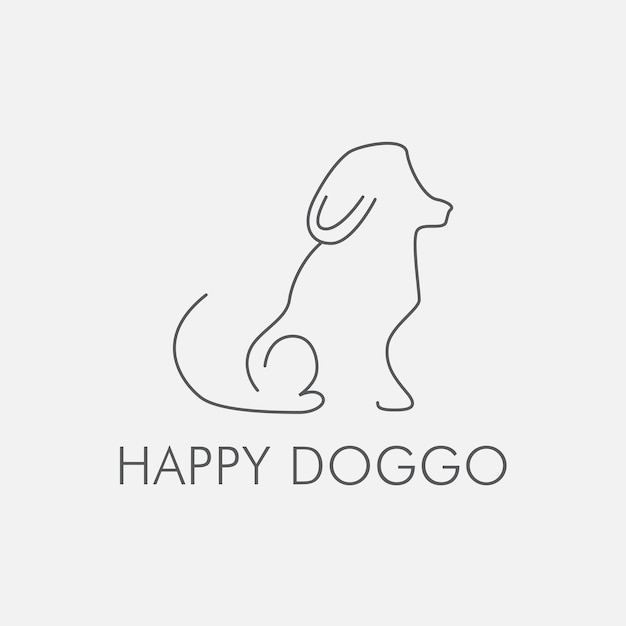 Vetor design de logotipo de cachorro mínimo com ilustração limpa