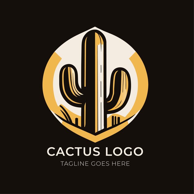 Vetor design de logotipo de cacto desenhado à mão