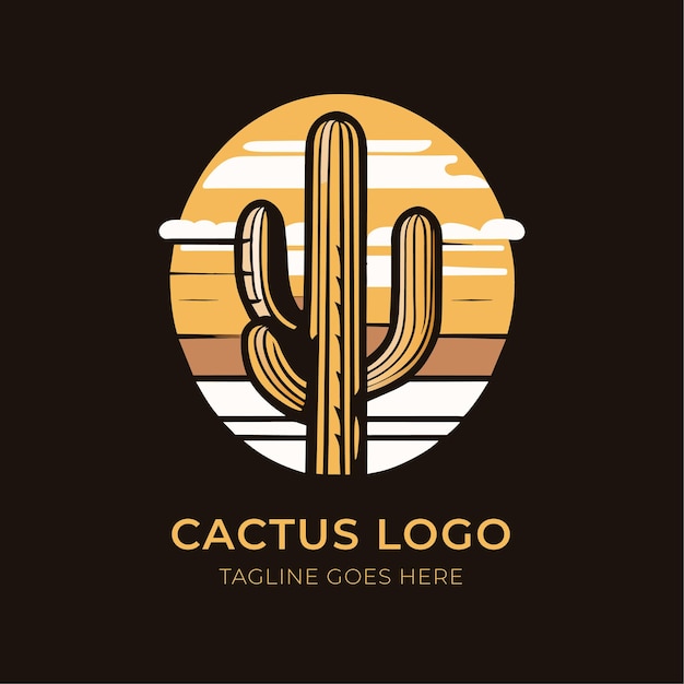 Vetor design de logotipo de cacto desenhado à mão