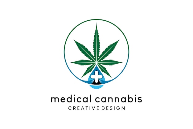 Design de logotipo de cannabis medicinal com conceito criativo