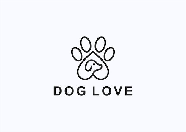 Vetor design de logotipo de cão de amor ilustração de silhueta vetorial