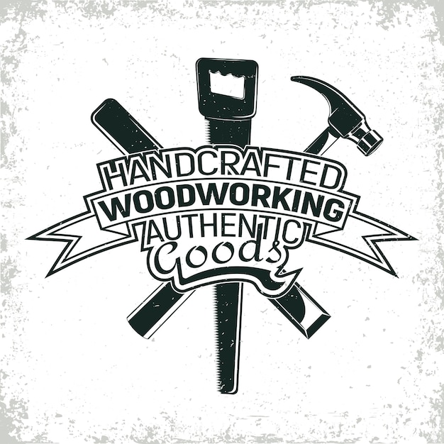Design de logotipo de carpintaria vintage grange print stamp criativo carpintaria tipografia emblema vetor
