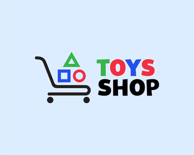 Design de logotipo de carrinho de compras ou ícone de carrinho relacionado à loja de brinquedos