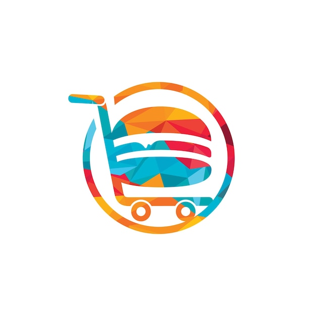 Vetor design de logotipo de carrinho de hambúrguer e supermercado