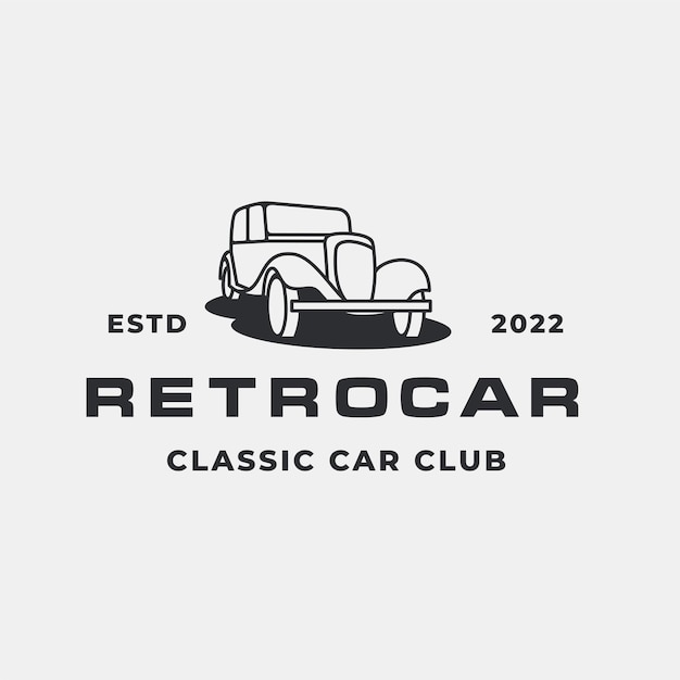 Design de logotipo de carro retrô vintage. estilo vintage ou clássico ou retrô