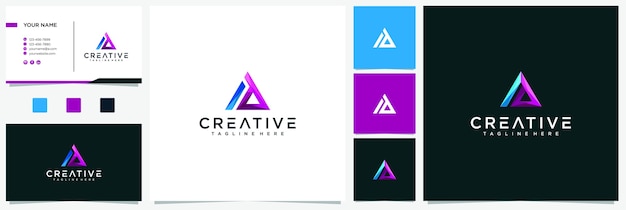 Design de logotipo de carta ad com creative modern trendy typography várias cores e cartão de visita premium. inspirações do logotipo da tecnologia ad