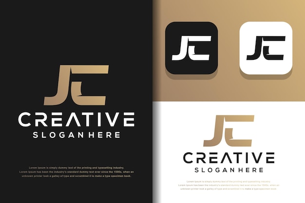 Design de logotipo de carta monograma abstrato jc