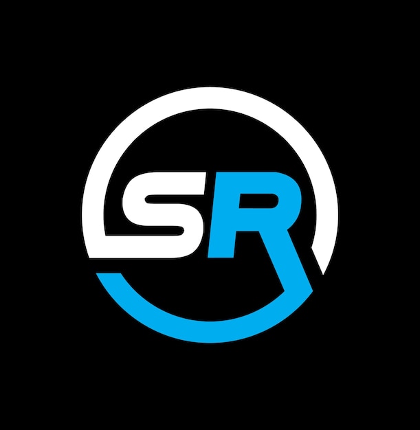 Vetor design de logotipo de carta sr em fundo preto modelo de vetor de design de logotipo inicial de carta de monograma sr