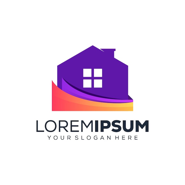 Vetor design de logotipo de casa colorida abstrata