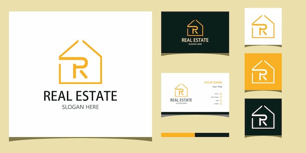 Design de logotipo de casa com letra r