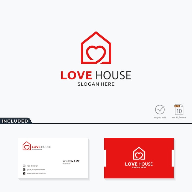 Design de logotipo de casa de amor