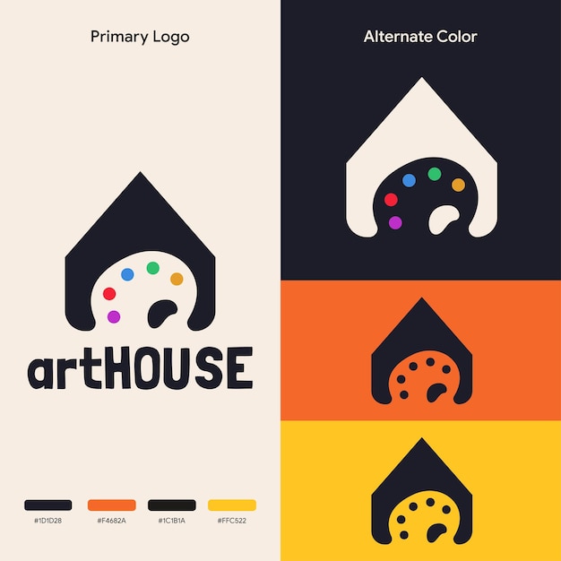 Design de logotipo de casa de arte simples