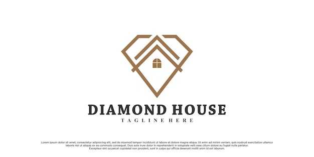 Design de logotipo de casa de diamante com conceito criativo vetor premium