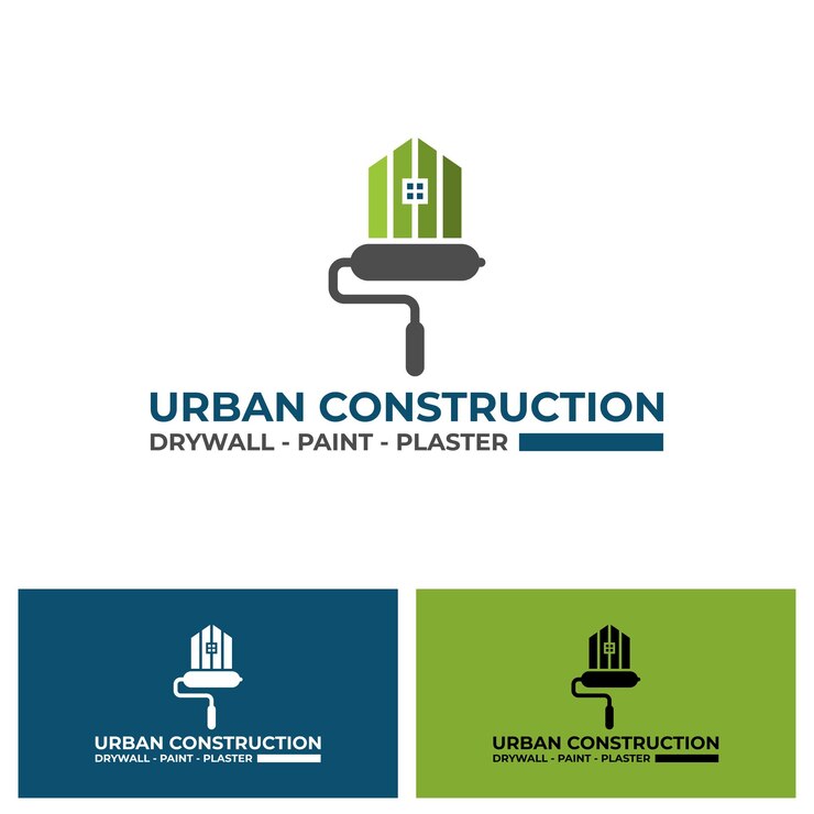 Vetor design de logotipo de casa de drywall moderno