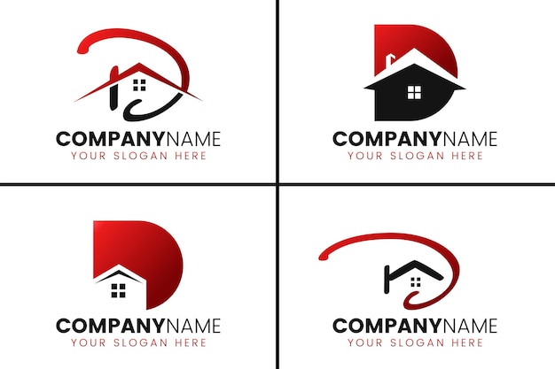 Design de logotipo de casa de letra d criativo
