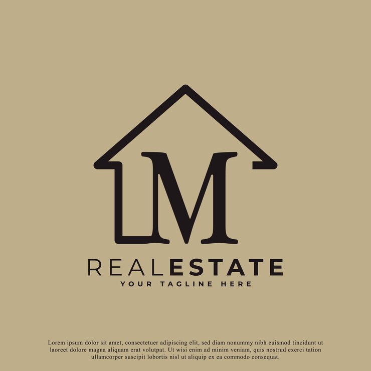 Vetor design de logotipo de casa de letra m criativa símbolo de casa estilo linear geométrico para logotipos de imóveis