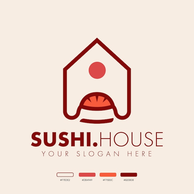 Design de logotipo de casa de sushi simples