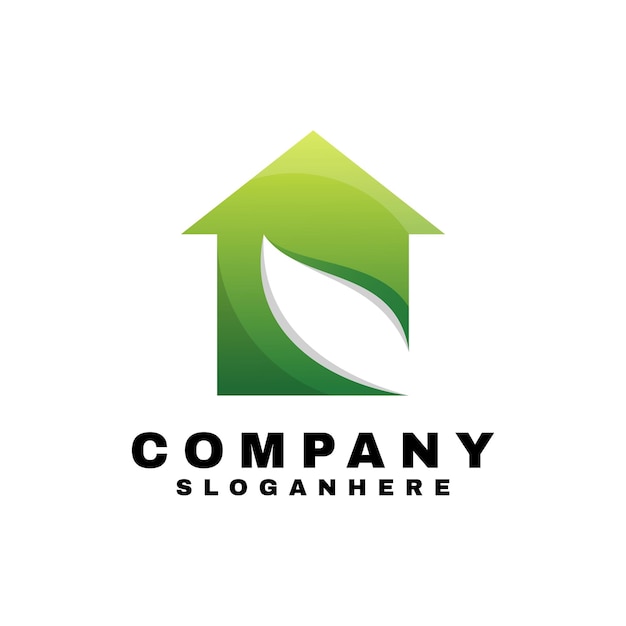 Design de logotipo de casa e folha colorida