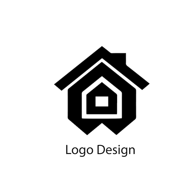 design de logotipo de casa ícone plano simples preto sobre fundo branco