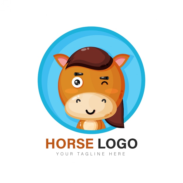 Design de logotipo de cavalo fofo