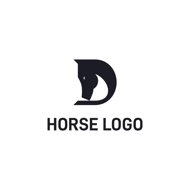 Design de logotipo de cavalo letra d