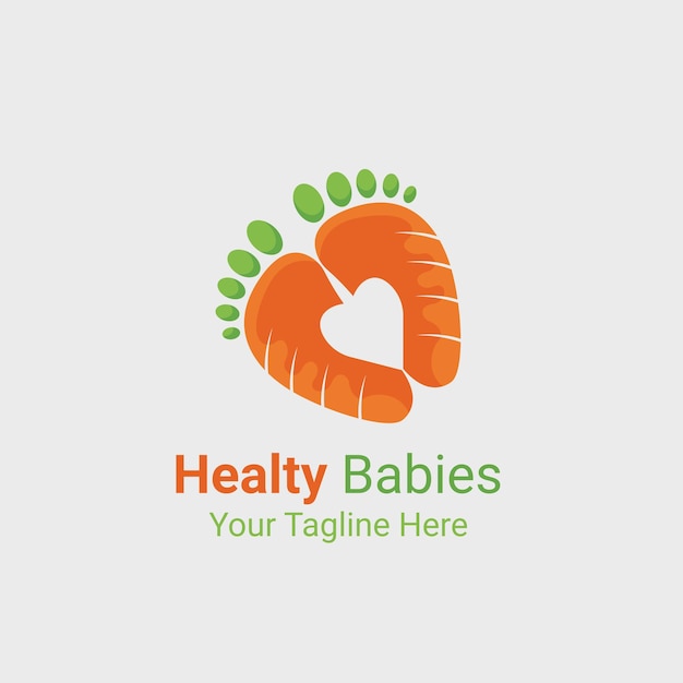 Design de logotipo de cenoura saudável para bebês saudáveis