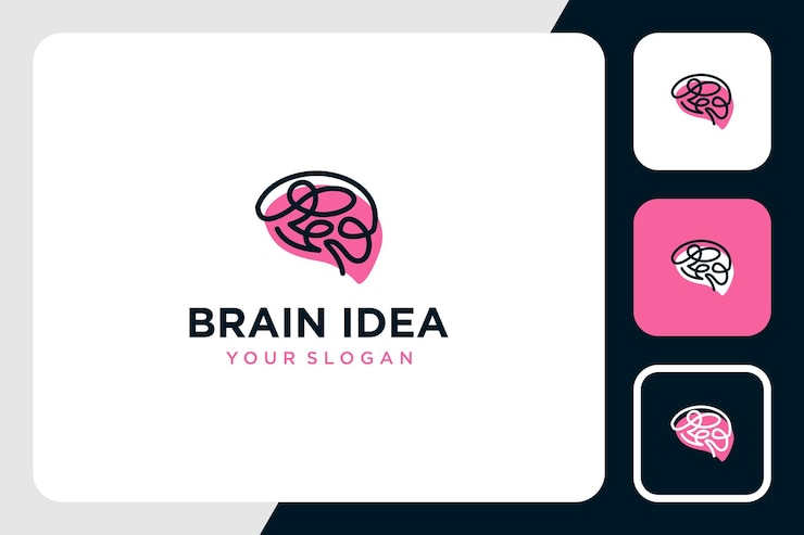Vetor design de logotipo de cérebro com ideias de inspiração