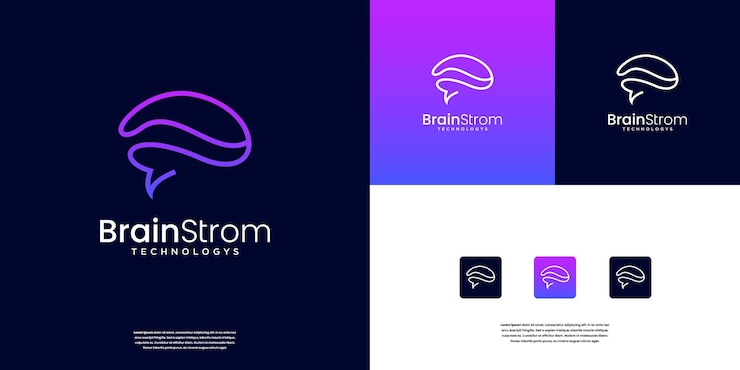 Vetor design de logotipo de cérebro inteligente minimalista símbolo para brainstorming de alta inovação de pensamento de inteligência artificial modelo de design de logotipo