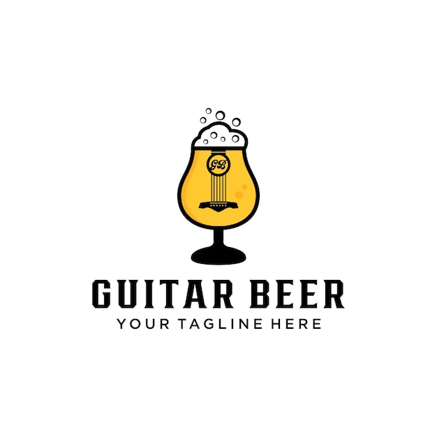 Design de logotipo de cerveja de guitarra criativa