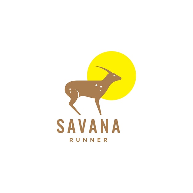 Design de logotipo de cervo de corredor de savana