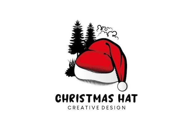 Design de logotipo de chapéu de natal ilustração vetorial de chapéu de papai noel com conceito criativo