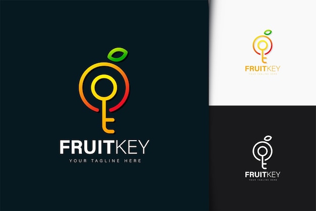 Design de logotipo de chave de frutas com gradiente