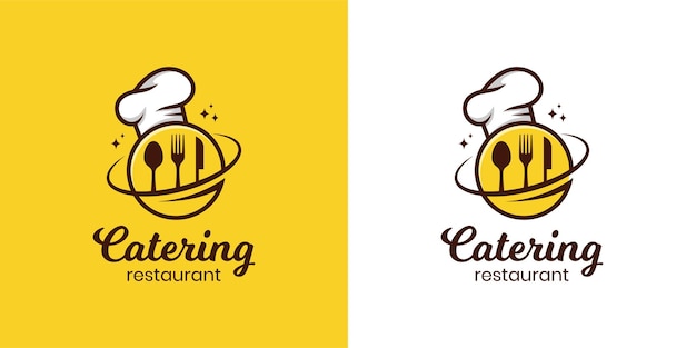 Design de logotipo de chef de comida de restaurante vetor modelo de logotipo de catering de comida do planeta