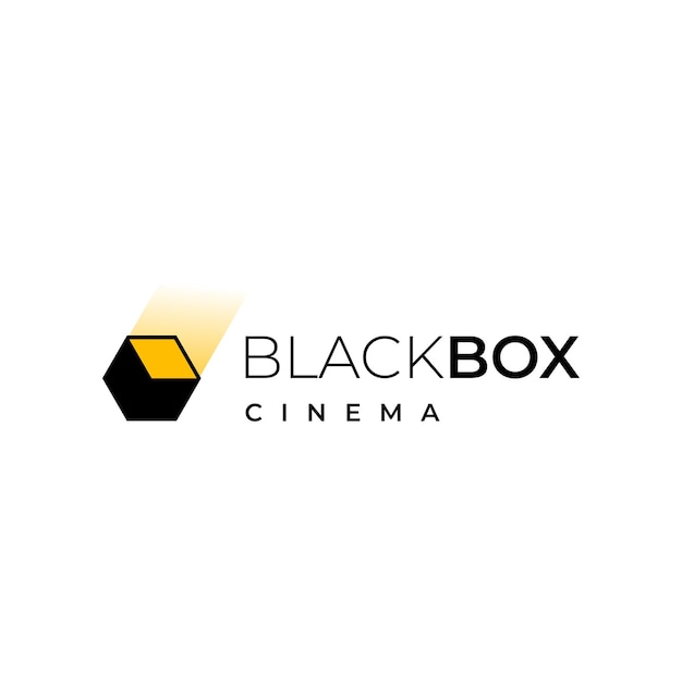 Design de logotipo de cinema de caixa preta