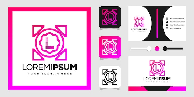 Design de logotipo de círculo moderno em forma de flores e letras l