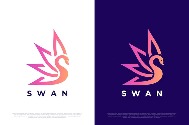 Design de logotipo de cisne conceito criativo Premium Vector