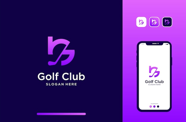 Design de logotipo de clube de golfe com elemento stick