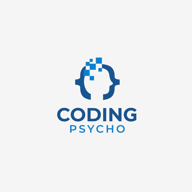 design de logotipo de codificação criativa. Símbolo de codificação de ilustração vetorial e mente ou cérebro humano