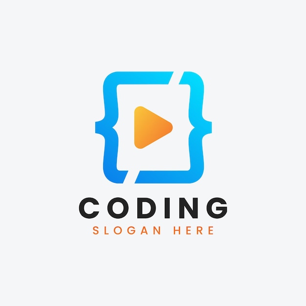 Vetor design de logotipo de codificação de programação moderno abstrato criativo logotipo de codificação de vídeo gradiente colorido