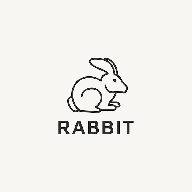 Design de logotipo de coelho coelho com estilo de arte de linha 2
