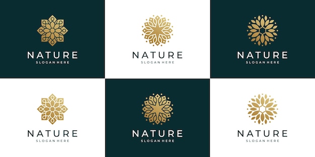 Design de logotipo de coleção de flores