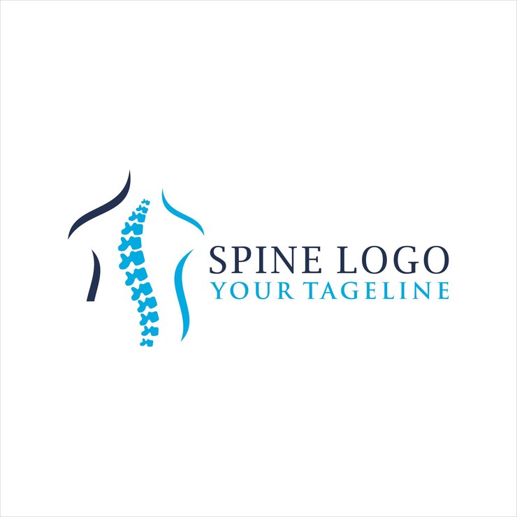Design de logotipo de coluna logotipo de quiropraxia médica em modelo de logotipo de quiropraxia de fundo branco isolado