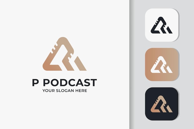 Design de logotipo de combinação de podcast de letra ap