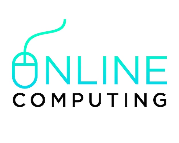 Design de logotipo de computação de clique de mouse de marca de palavra