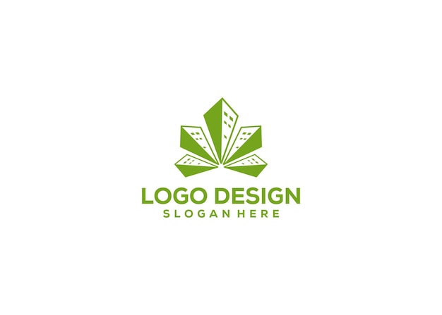 Vetor design de logotipo de construção de maconha