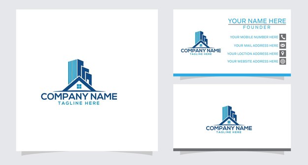 Design de logotipo de construção minimalista criativo com cartão de visita