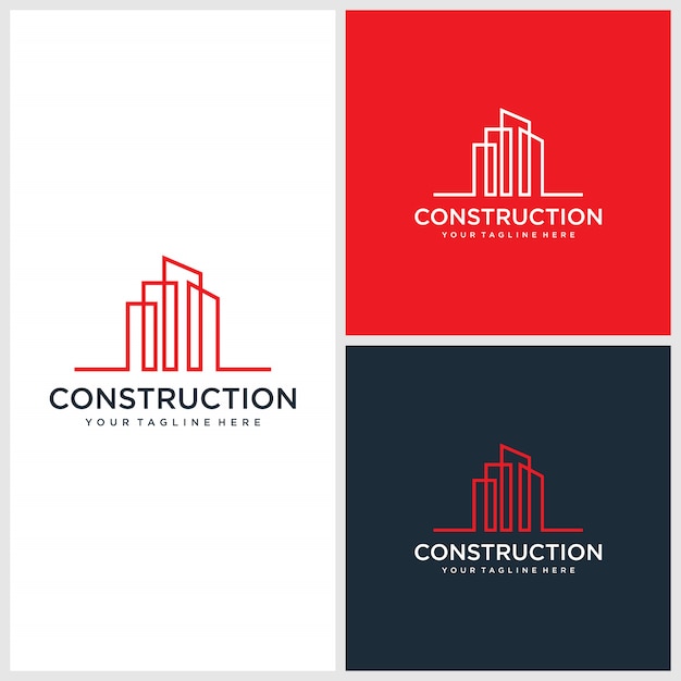 Vetor design de logotipo de construção moderna, arquitetura, construção premium