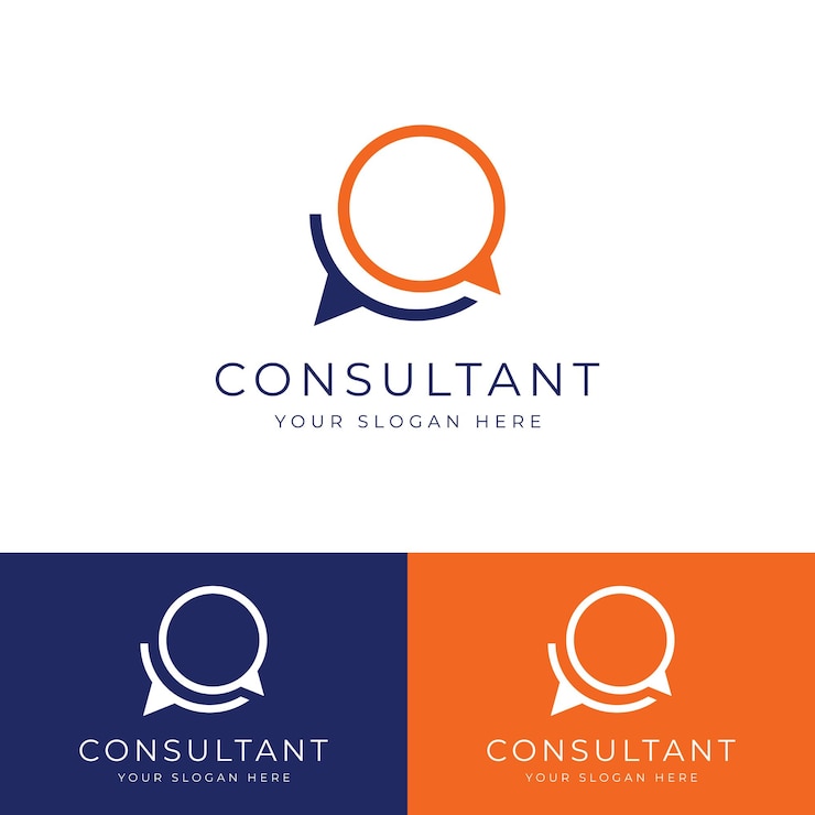 Vetor design de logotipo de consulta com sinal de chat de bolha consulta ilimitada consulta com as pessoas