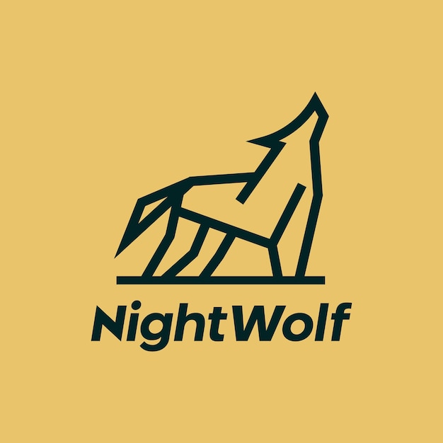 Design de logotipo de contorno de linha de lobo uivante